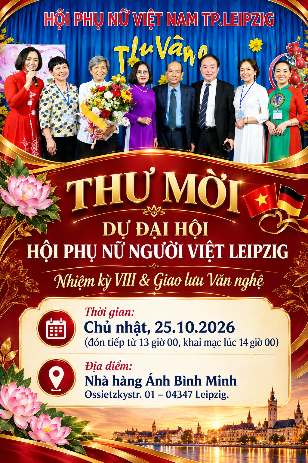 THƯ MỜI Dự Đại hội Hội Phụ nữ Người Việt Leipzig nhiệm kỳ VIII & Giao lưu Văn nghệ 